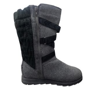 MUK LUKS Tally Tall Strap Accent Winter Boots Women's Size 8 Gray & Black
